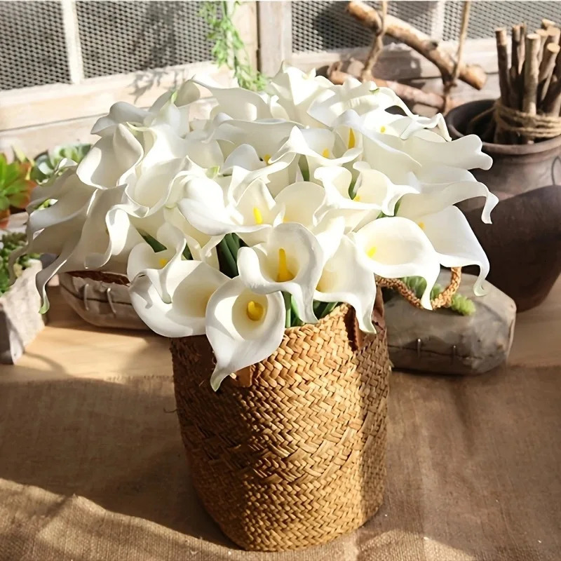 10PCS Artificial Flowers Calla Lily Faux PU Flowers for Weddings Bouquet Bridal Shower DIY Bridal Bouquets Home Party Decor 251211