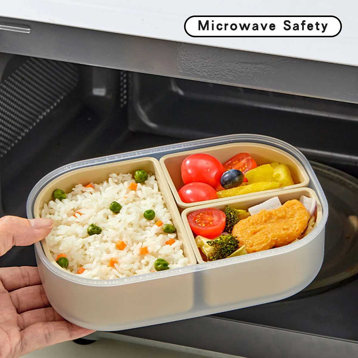 WORTHBUY 3 Grids Microwave Plastic Lunch Box Portable Detachable Fruit Bento Box Stackable Food Container For School Off H251213