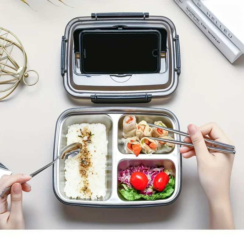 Easy-Clean Bento Container For Students Off WorkersLeak-Proof Stainless Steel Lunch Box With 3/4 Cpartments - Durable H251213