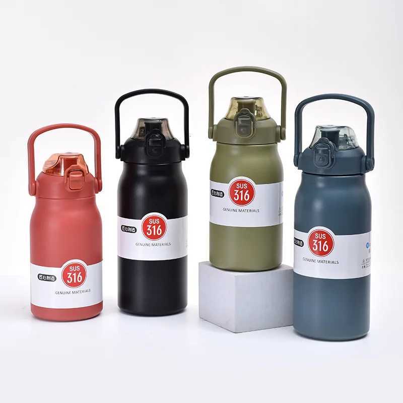 316 stainless steel handle insulated cup outdoor large capacity sports water bottle portable bouncing cover space kettle H251215