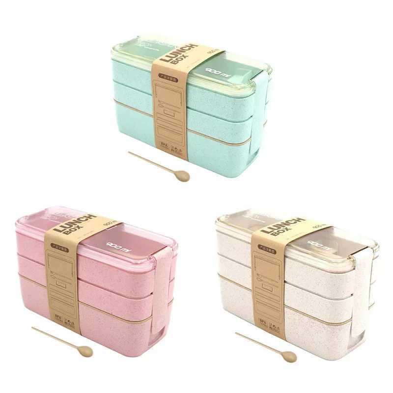 3 Layer 900ml Wheat Straw Bento Boxes Food Storage Container Lunchbox Microwave Dinnerware Healthy Material Lunch Box H251213