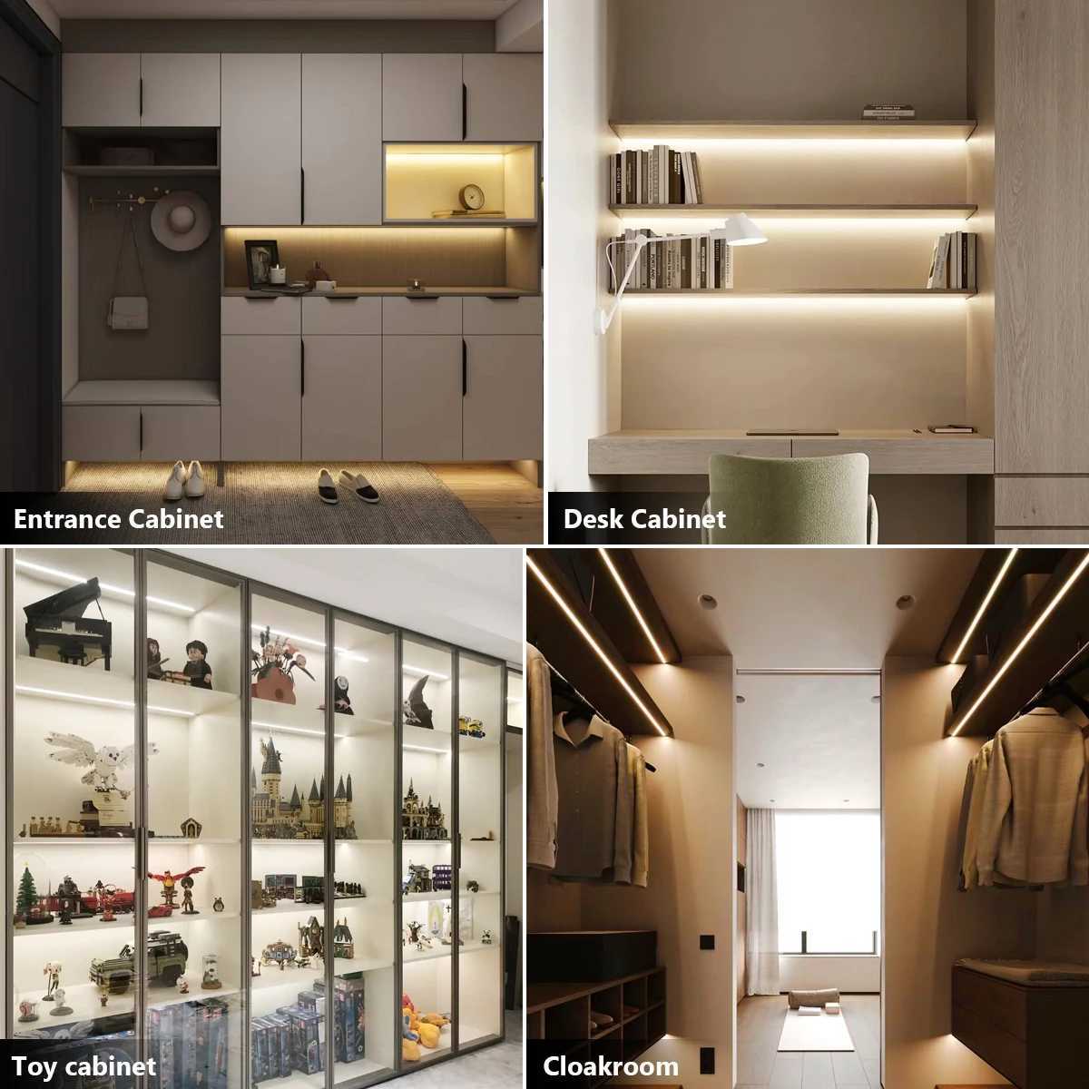 1-6pcs COB LED Strip Light Under Cabinet Collection Display Touch Dimmer Bookcase Wardrobe Motion Sensor Penet Wood Closet Lamp X251215