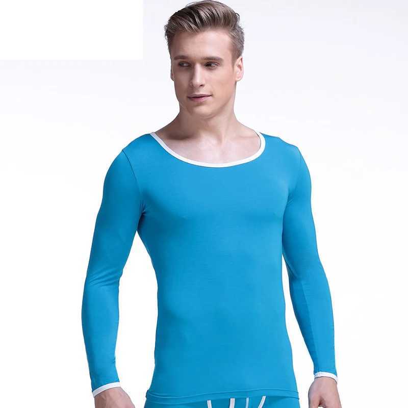 Mens big round neck tight-fitting basic thermal underwear Modell autumn thin single base shirt low collar on the clothes G251215