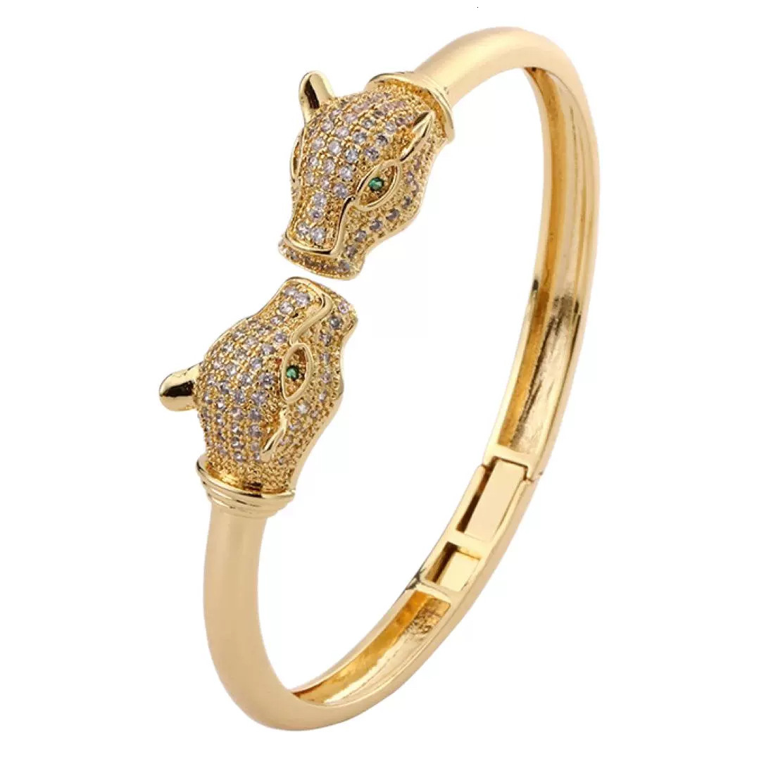 Designer Bracelet Luxury Jewelry Leopard Hip Hop Personality Micro Paving Zircon Open Bracelet Hip Hop Trendy Elements