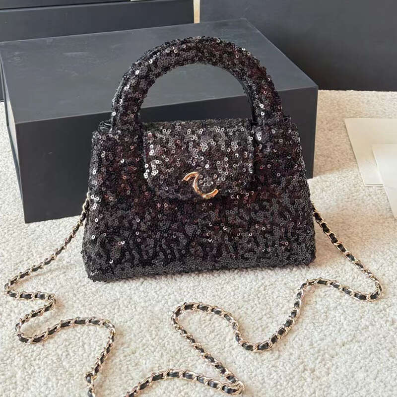 Womens Tote Bags Designer Handbags Sequin Black Evening Bag Blingbling Crossbody Bags Shiny Elegant Woman Handle Totes 20cm