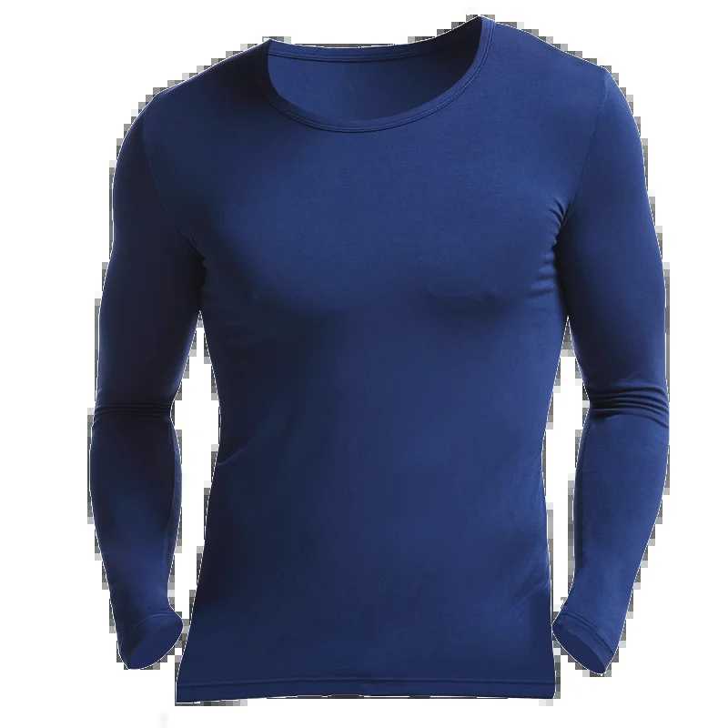 Mens Thermal Underwear Pure Cotton Low-Neck Large V-Neck Base Layer Shirt Autumn and Winter Solid Color Thin Slim-Fit Top G251215