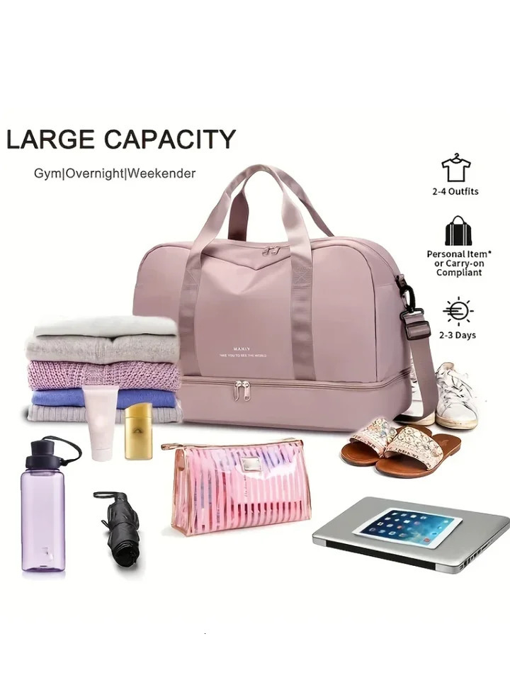 Expandable Travel Duffle Bag for Women Sports Handbag Fitness Bag Large Capacity One Shoulder Weekend Overnight Bag 251212CJ