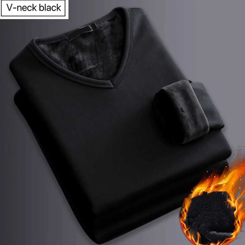 1pcs Men Thickening Velvet Warm Tops Mens Winter Long-sleeved Thermal Underwer Male V-neck Fashion T-shirt M-4XL G2512151