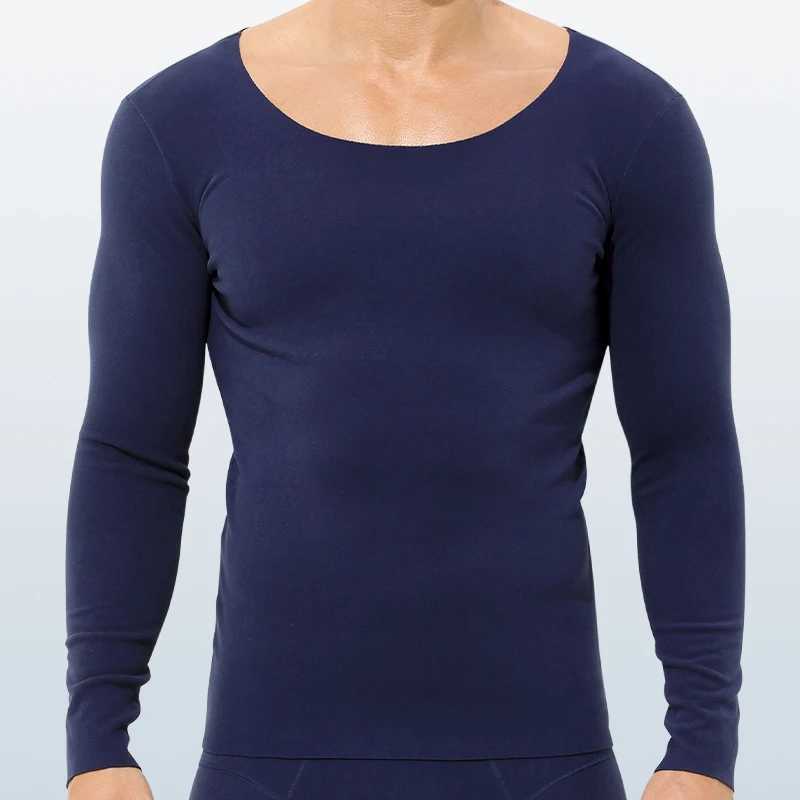 Mens fall and winter single warm top slim long-sleeved bottom crew-neck basic underwear G251215