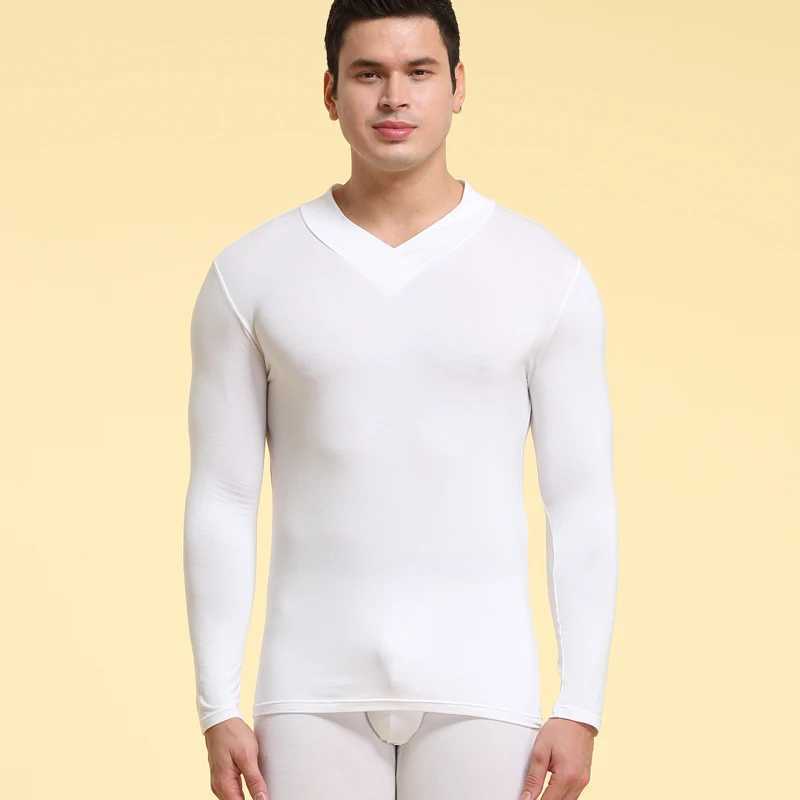 Mens Autumn High-Neck Thermal Underwear Thin Base Layer Shirt Slim Fit Modal Top for Autumn and Winter G251215