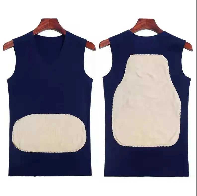 Mens Warm Velvet Vest Tops Autumn Winter Derong Thicken Patch Vest Seamless Base Coat Slim Comfort Top XL-3XL High Elasticity G251215