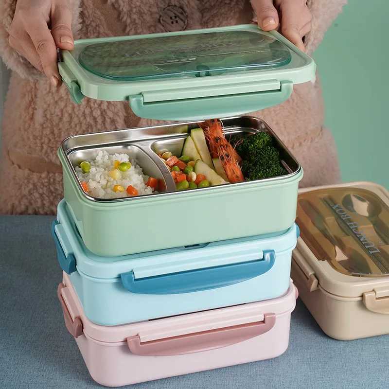 3 Cpartments Leakproof Lunch Box PP/304 Food Container for School Work Outdoor Stackable Food Containers Microwave Safe H251213