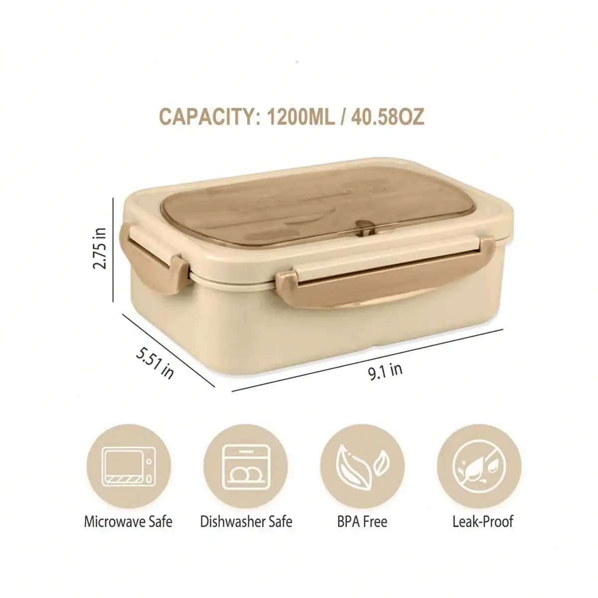 1pc Food Box PP Divided Bento Box Ces With Fork And Spoon Microwave Oven Suitable For Students And Off Workers H251213