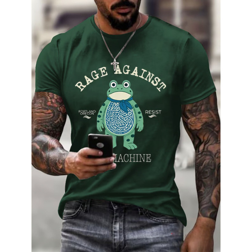 Summer European and American Cross-Border 3D Printed Round Neck Short Sleeve Youth Men's Casual Customizable