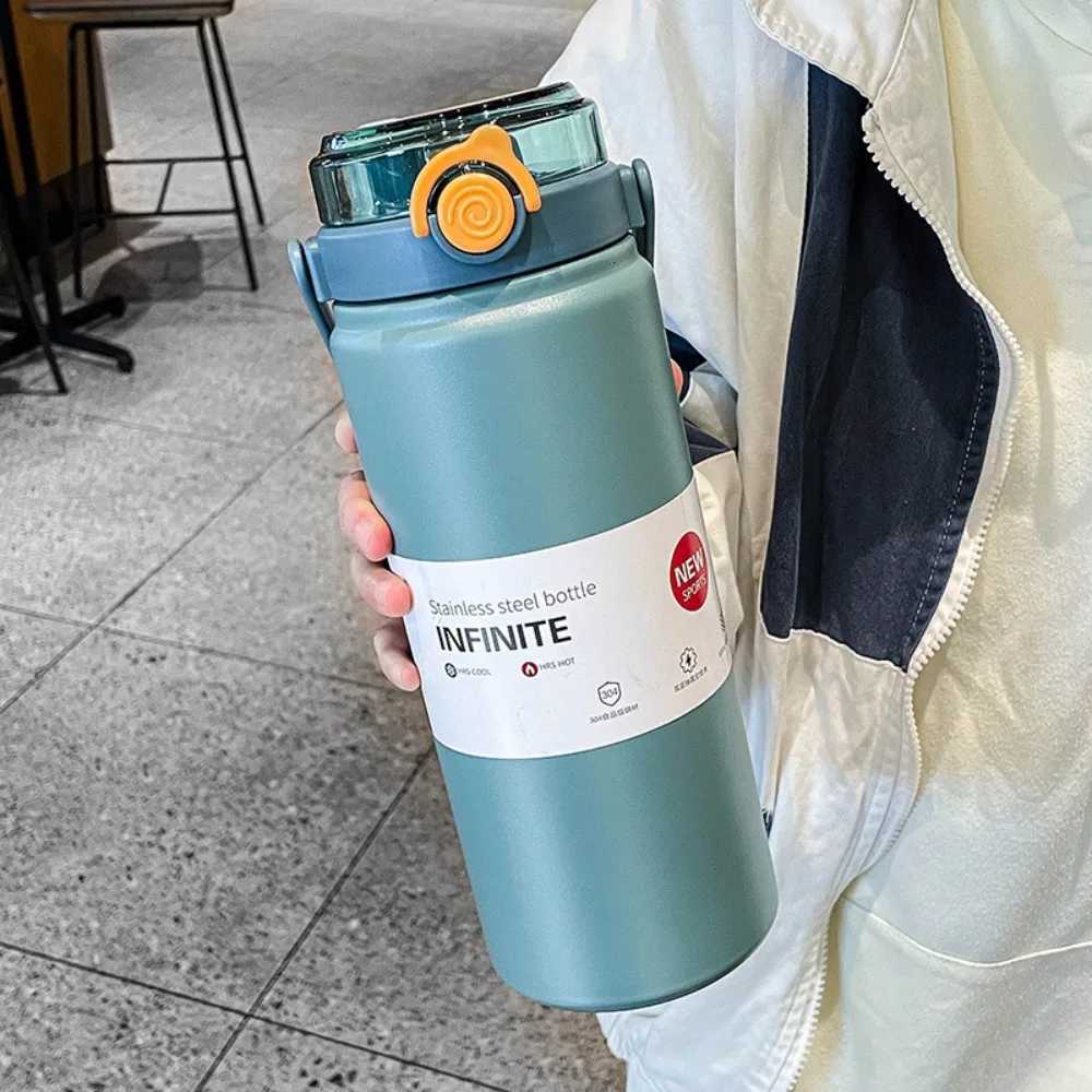 Portable 1L/12L Thermos Cup Stainless Steel Large Capacity Straw Thermal Bottle Keep Hot/Cold Vacuum Flask Soprt H251215