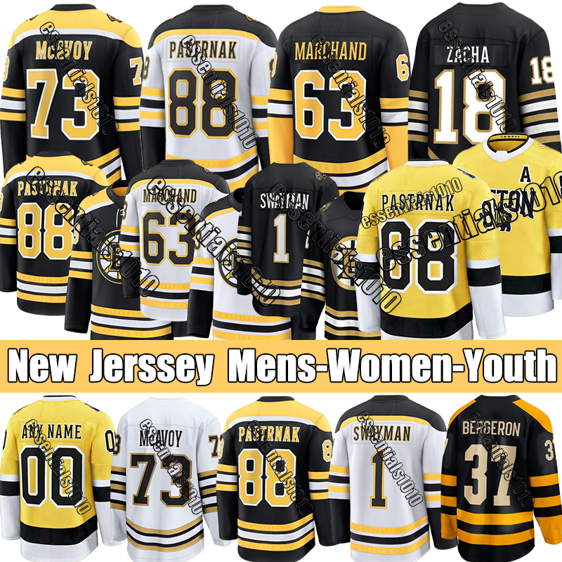 BostonS Bruins Jersey #73 McAvoy Marchand Coyle Korpisalo Swayman Koepke Jerseys #88 Pastrnak Bergeron Frederic Lohrei DeBrusk Hockey Jerseys