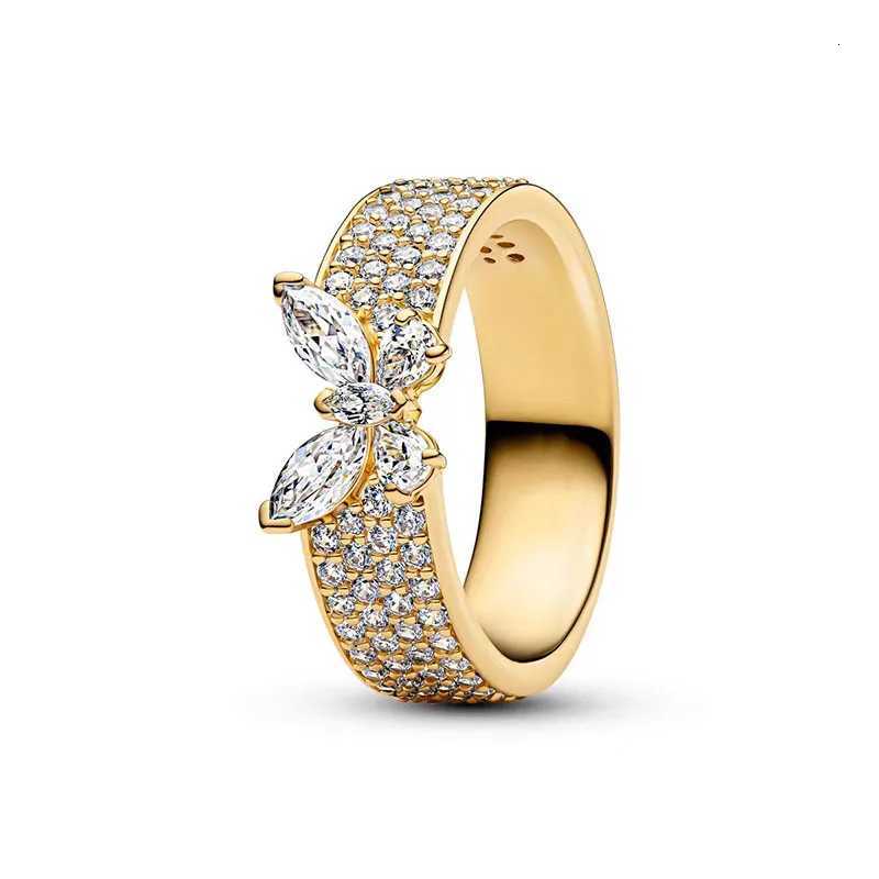 New Dazzling Full Zircon Rings 925 Pure Silver Widened Round Butterfly Ring Light Luxury Charm Womens Jewelry Surprise Gifts M251215