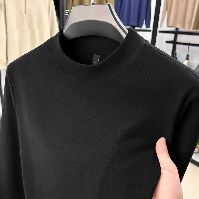 Autumn Winter Thickened WarmFleece-Lined Mens Neck Warm Long Sleeve Base Layer Top Autumn Fashion Thermal Underwear G251215