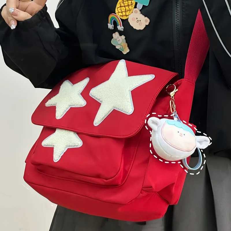 Cute Academic Star Print Shoulder Bag Large Capacity Tote for Students Casual Commuter Crossbody Purse 1-PackT251215