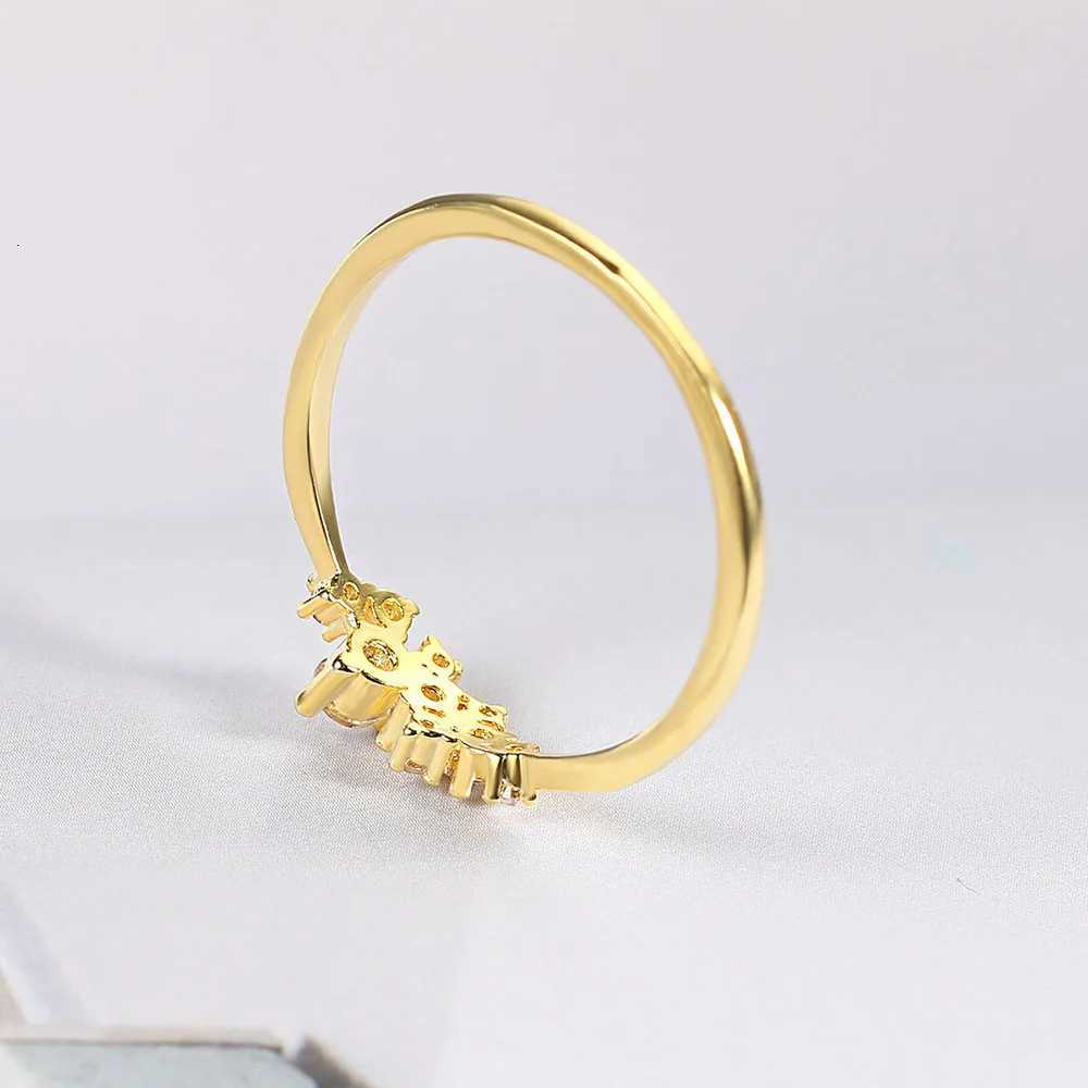 Trendy Elegant Dainty Rings For Women Romantic Womens Shiny Zircon Gold Color Thin Finger Ring Accessories Jewelry KCR088 M251215