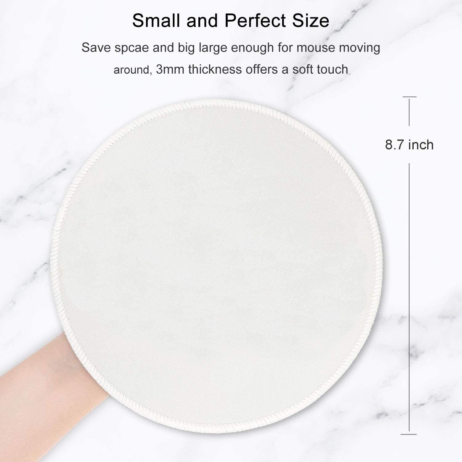 Sublimation Blank Mousepad Blanks with Non Slip Rubber Base Stiched Edge Round Mouse Pad for Heat Transfer Press Printing Crafts