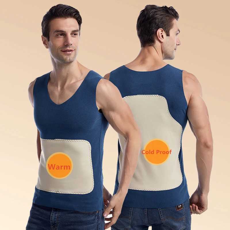 Mens Plus Size Double-sided Velvet Vest Seamless Warm Tops Back Protection Cold-proof Soft Slim Thicken Underwear XL-3XL G251215