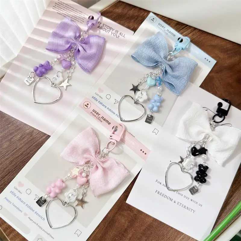 Cute Sweet Bow Bear Heart Keychain Pendants Star Charm Phone Chain Backpack Decoration Keyring y Bag Hanging Ornaments Gifts M251215