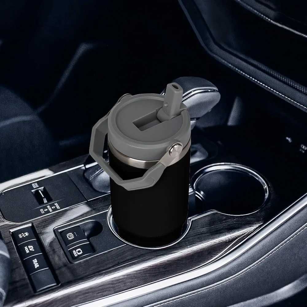 30 Oz Stainless Steel Thermos Mug Tritan Material Double Layer Vacuum Insulation Tape Handle Perfect for Iced and Hot Drinks H251215