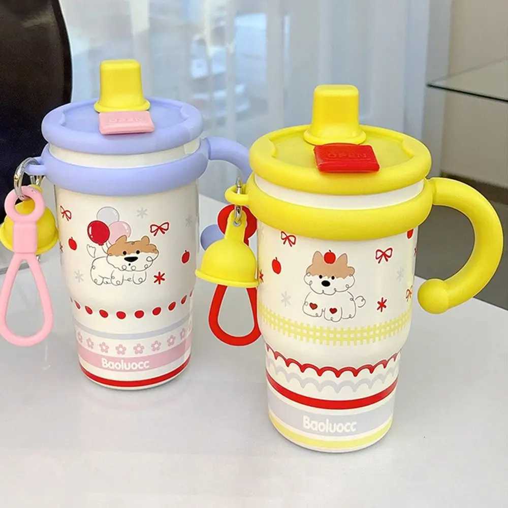 600ml Thermal Water Bottle Leak Proof Cute Outdoor Insulated Mug Creative Large Capacity Drinking Straw Cup for Student Children H251215