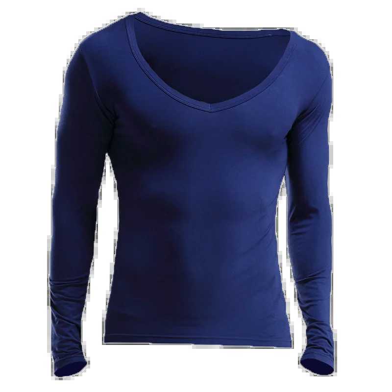 Mens low neck big neck V-neck Modal warm autumn coat single base cotton sweater thin top underwear G2512151