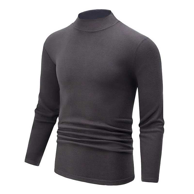 4/1 Piece Autumn And Winter Mens Semi High Neck Warm Windproof Base Top Solid Color Versatile Youth Casual Sports Thick Base T- G251215