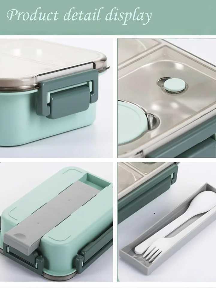 1PC Adt Microwaveable Plastic Lunch Box with Two/Three Cpartments Portable Student Food Container with Leak-Proof Lid H251213