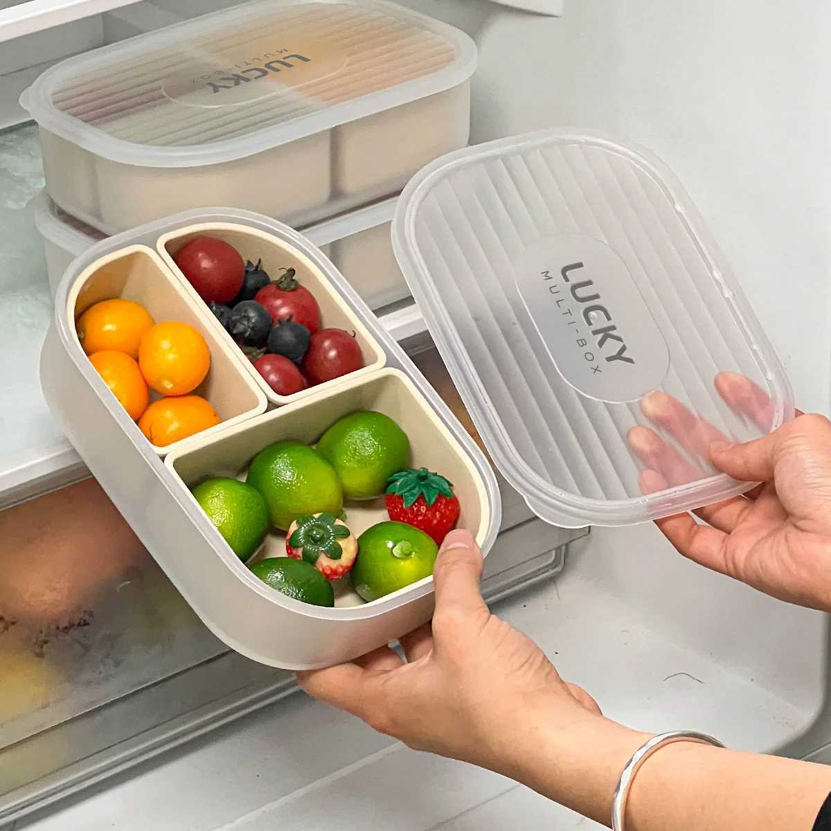 WORTHBUY 3 Grids Detachable Plastic Lunch Box For Kids Students Portable Fruit Salad Bento Box Microwave Safe Lunch Container H251213