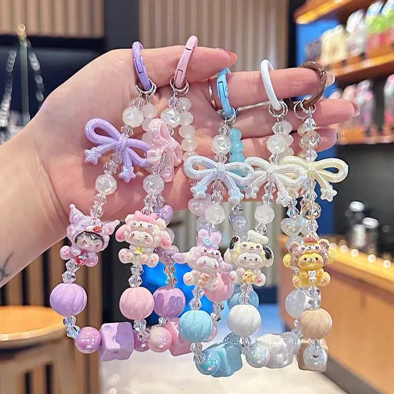 Adorable Summer Beaded Phone Strap Keychain Bag Charm Versatile s Accessory New Three Friends Dog Mouse Design M251215