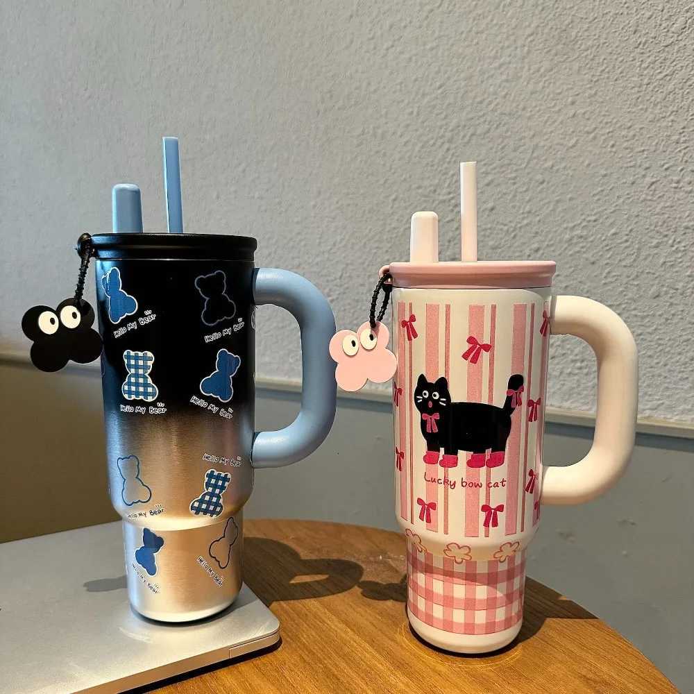 24oz 700ml Tumbler Ice Cup Stainless Steel Vacuum Insulated Coffee cup Keep Warm Cold Vacuum Flask Beer Water Mug with Handle H251215