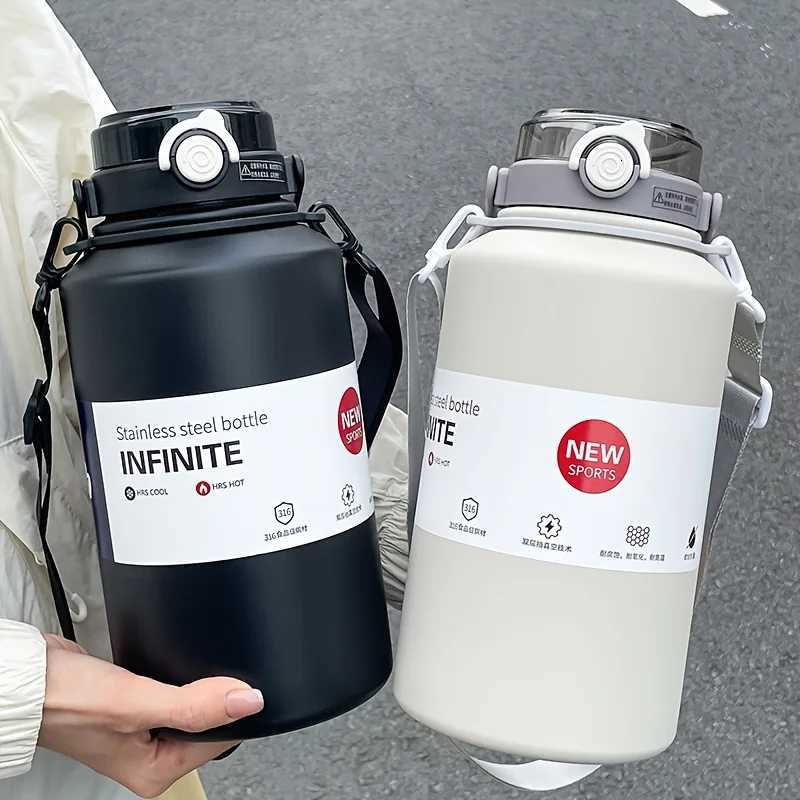 1PC Stainless Steel Insulated Cup 2000ml Large Capacity with Handle Portable Sports Water Bottle Suitable for Outdoor Use H251215