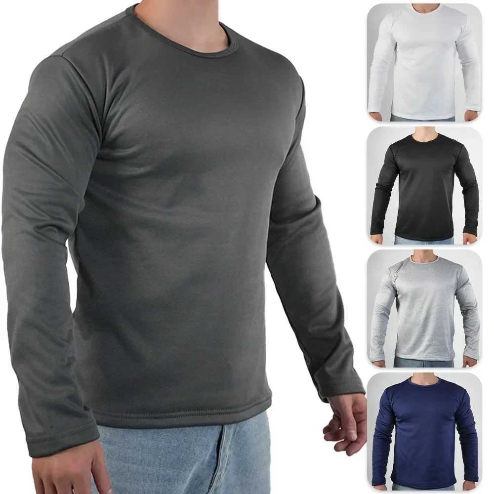 Mens Winter Thermal Underwear Extreme Cold Weather Long-sleeved Base Layer Top Fleece Lined New Winter O-Neck Bottoming Shirts G251215