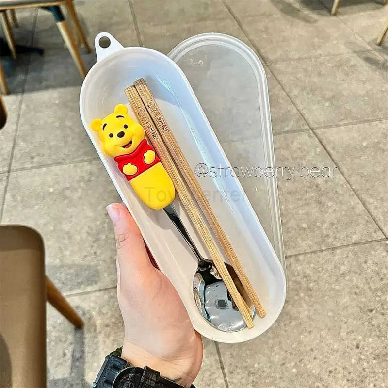 Disney Lotso Childrens Tableware Set for Home 304 Stainless Steel Cute Cartoon Fork and Spoon with Silicone Birthday Gift H251215