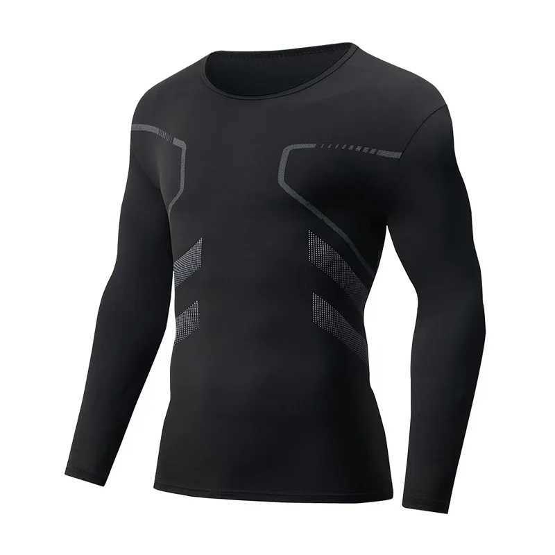 2/3-piece Set Of Autumn/Winter Mens Printed Thermal Underwear Sports And Fitness Round Neck Long Sleeved T-shirt Top Base Shirt G251215
