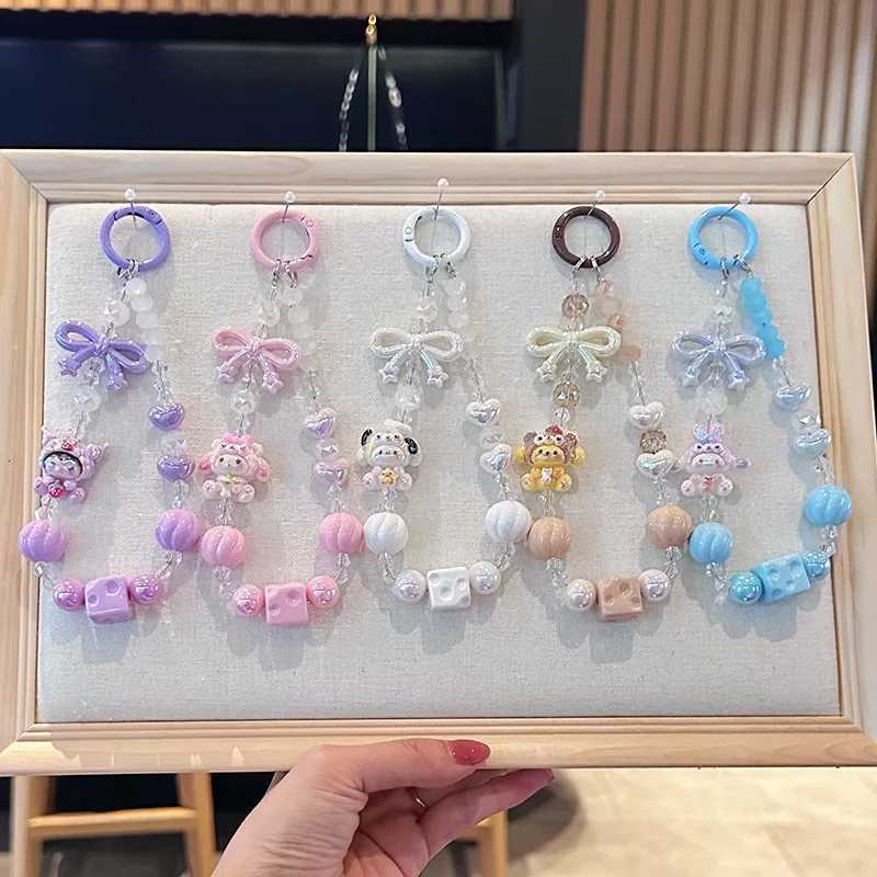 Adorable Summer Beaded Phone Strap Keychain Bag Charm Versatile s Accessory New Three Friends Dog Mouse Design M251215