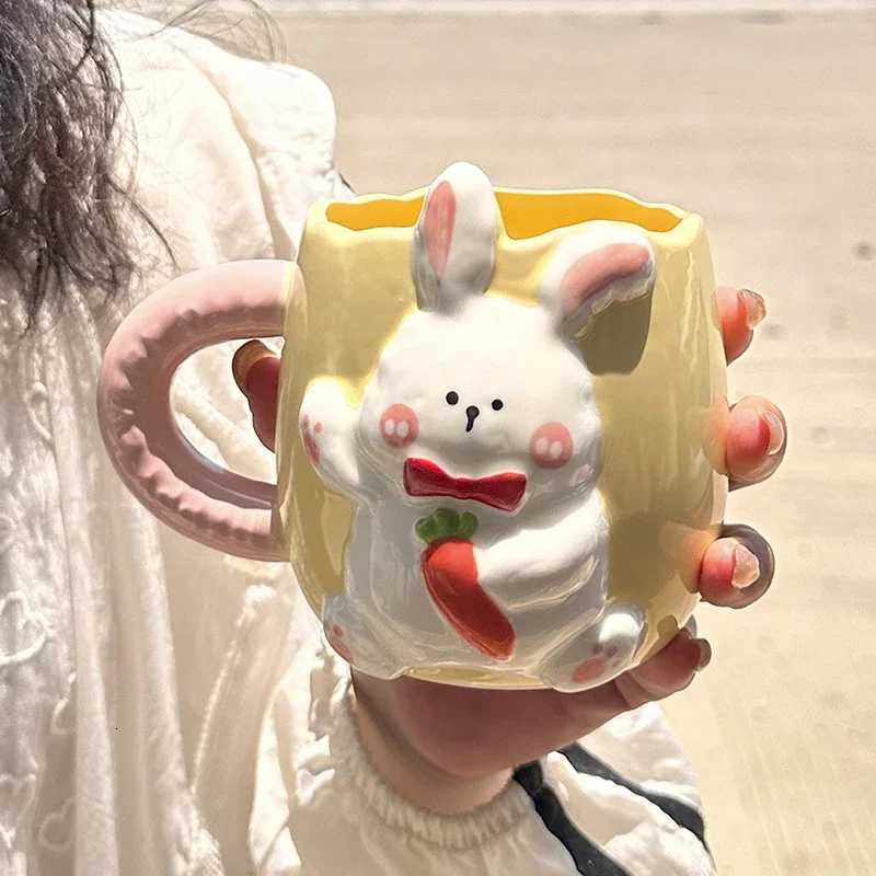 Rabbit Ceramic g Drinking Cup with Spoon Creative Couple Cute Cartoon Coffee Cup Kitchen Breakfast Milk Cup Tableware H251215