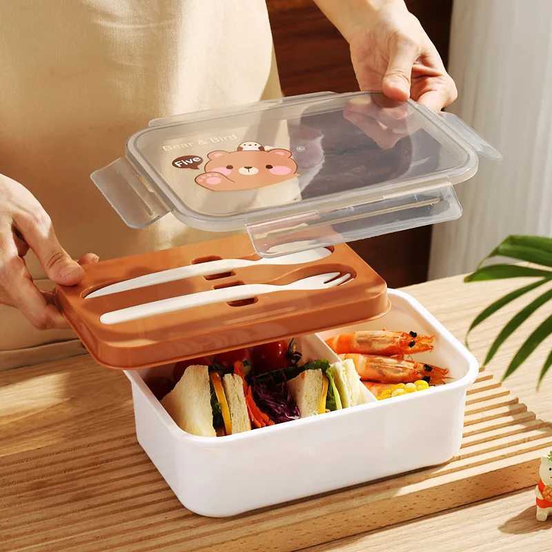 1200ML Bento Lunch Box Kids Lunch Box for School Cartoon Snack Box with TablewarePortable Food Containers H251213