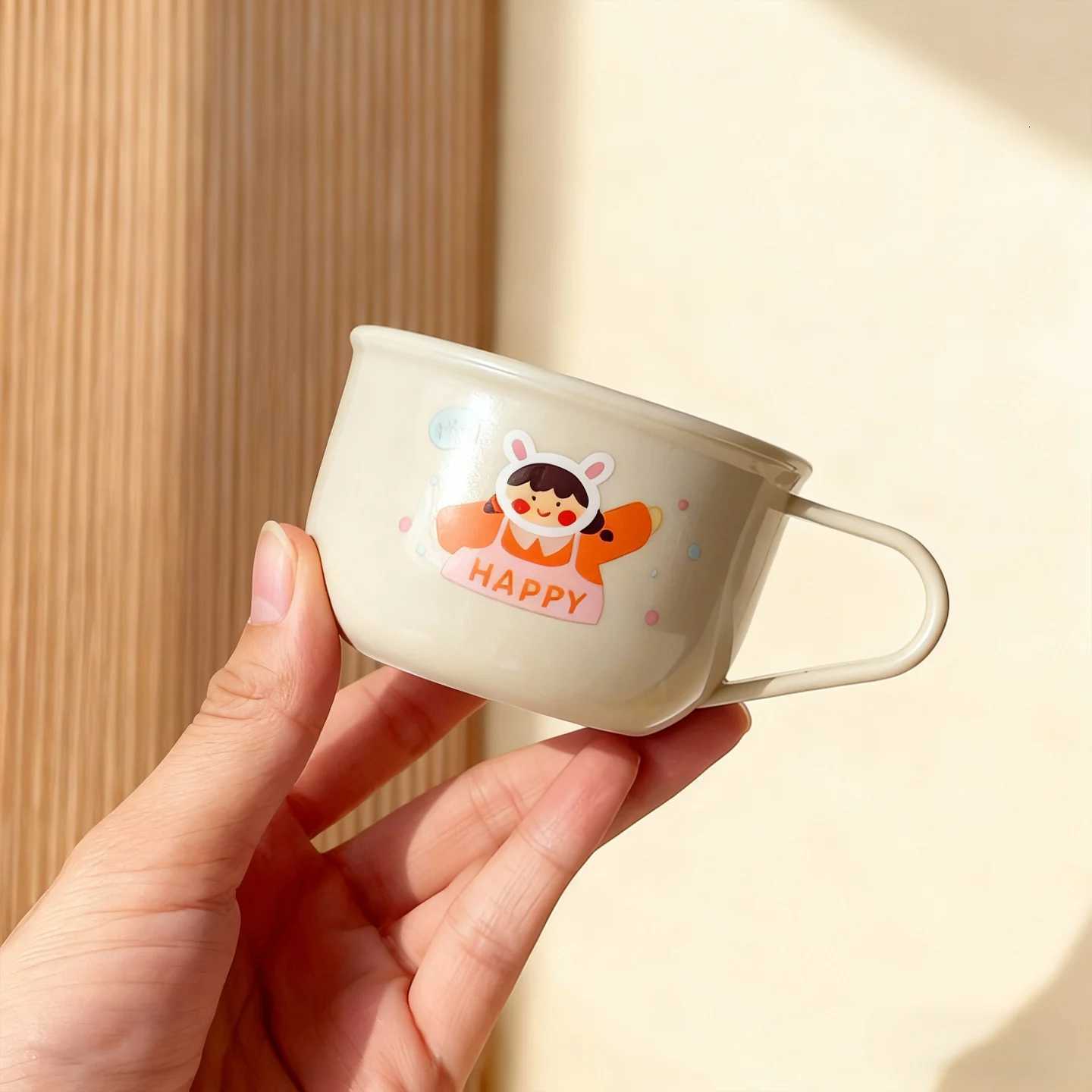 Thicked Durable Mini Water Cup With Handle Plastic/304 Stainless Steel Milk g Portable Cute Cartoon Kids Learning Drinking Cup H251215