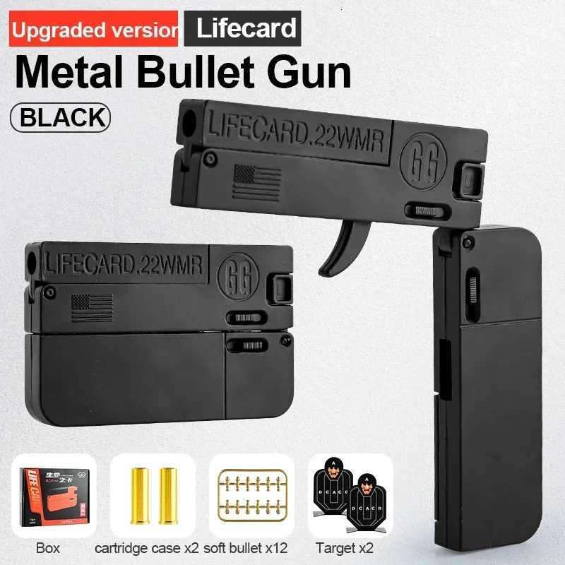 LifeCard Folding Toy Pistol Handgun Toy Card Gun Soft Bullets Alloy Shooting Model Adults Children Boys Birthday Gifts W251215