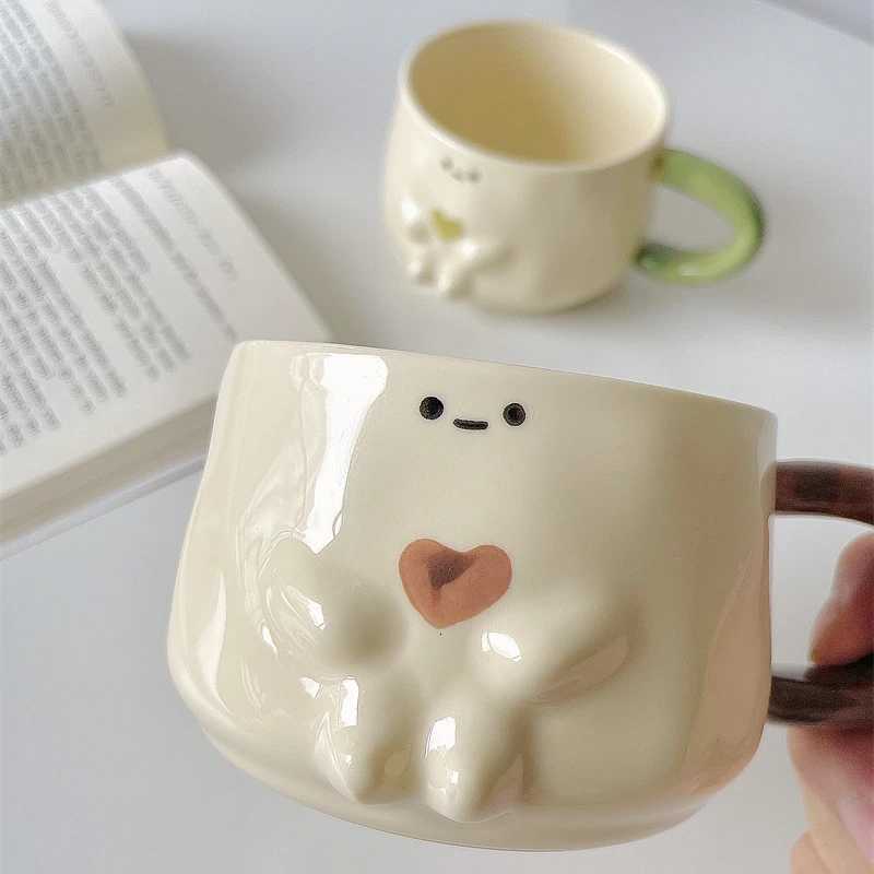 High Aesthetic Ceramic g with Love Three-dimensional Coffee gs Couple Water Cups Birthday Gift Tea Cupkawaii Cup H251215