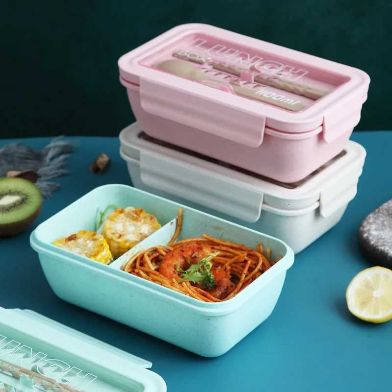 Portable Lunch Box Cpartment Wheat Straw Bento Box Reusable Tableware Lunch Containers Meal and Snack Food Containers H251213