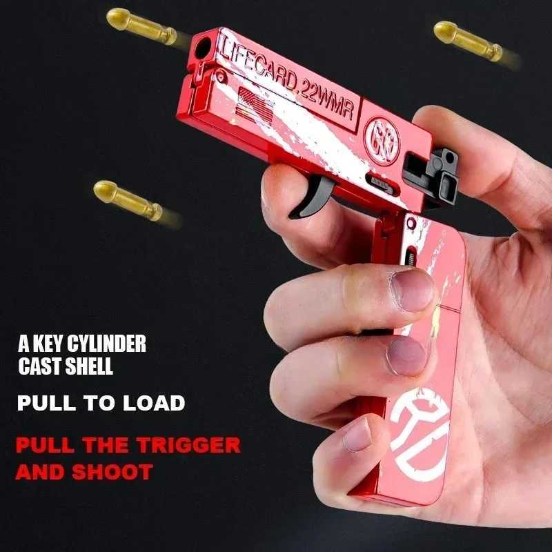 LifeCard Folding Toy Pistol Handgun Toy Card Gun Soft Bullets Alloy Shooting Model Adults Children Boys Birthday Gifts W251215