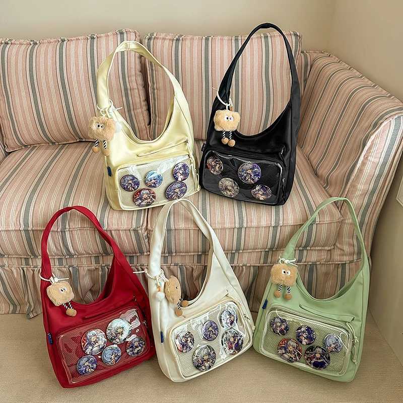 Portable Japanese Style Transparent Ita Bag for Women Large Capacity Canvas Tote Bag Casual PVC Lolita Handbag DailyT251215