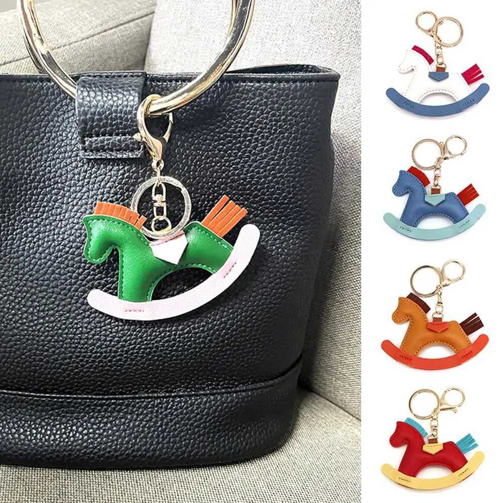 PU Rocking Horse Bag Pendant Cartoon Rocking Wooden Horse Womens Leather Bag Charm Key Chain Cute Bag Decoration Accessories M251215