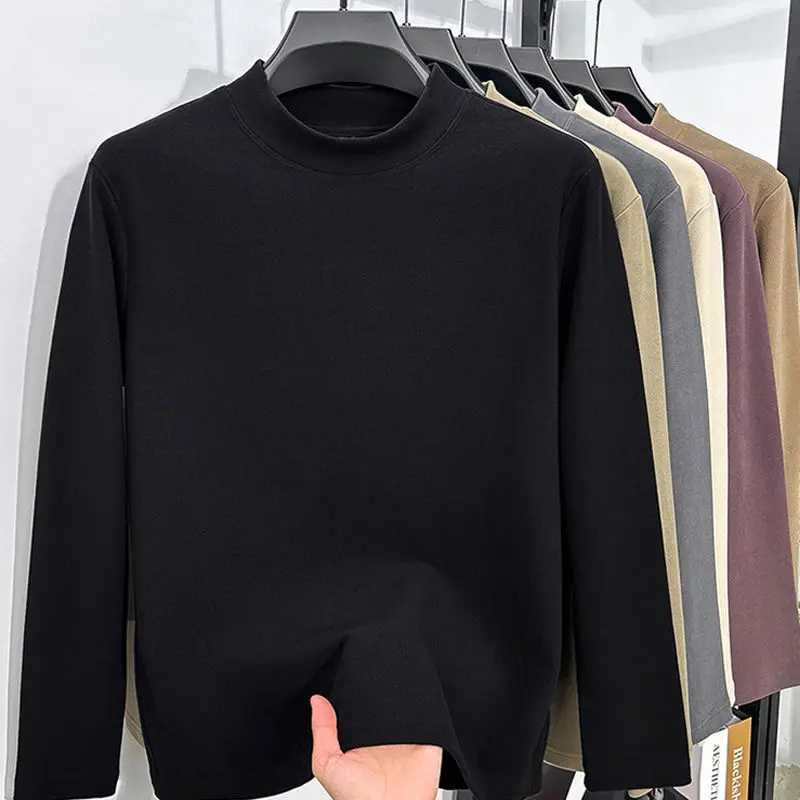 Autumn Winter Thickened WarmFleece-Lined Mens Neck Warm Long Sleeve Base Layer Top Autumn Fashion Thermal Underwear G251215